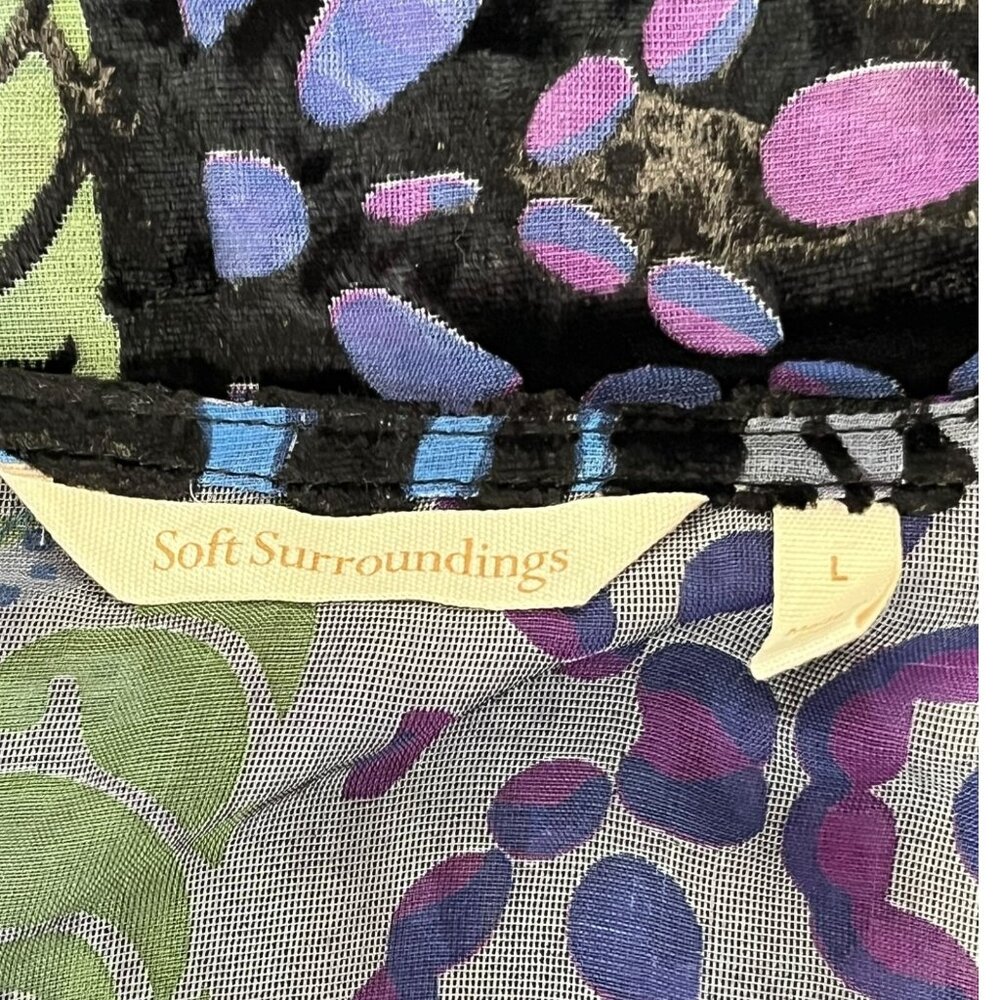 Soft Surroundings L Vistosta Tunic Top Burnout Velvet Semi-Sheer Beaded - Picture 6 of 10